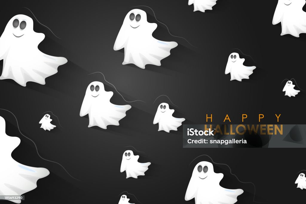 Halloween tło z latania Boo Ghost - Grafika wektorowa royalty-free (Cukierek albo psikus)