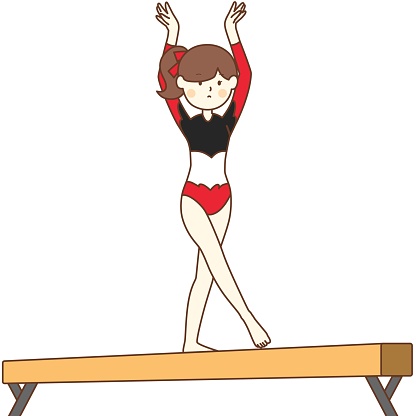 One of the women's gymnastics events. It consists of turns, jumps, balances, and somersaults on a platform 10 cm wide, 5 m long, and 1.25 m high.