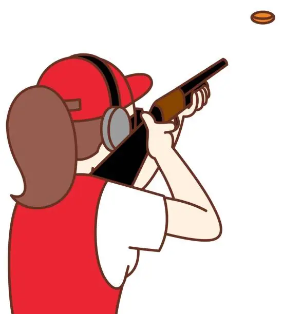 Vector illustration of Clay shooting(Women)