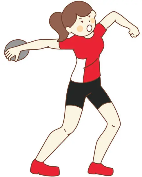 Vector illustration of Discus throw(Woman)