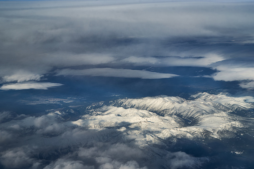 Aerial view of winter mountains, Bulgaria