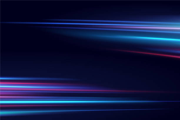 istock Horizontal neon lines. Light speed stripes. Futuristic blue motion lines. 1857004532