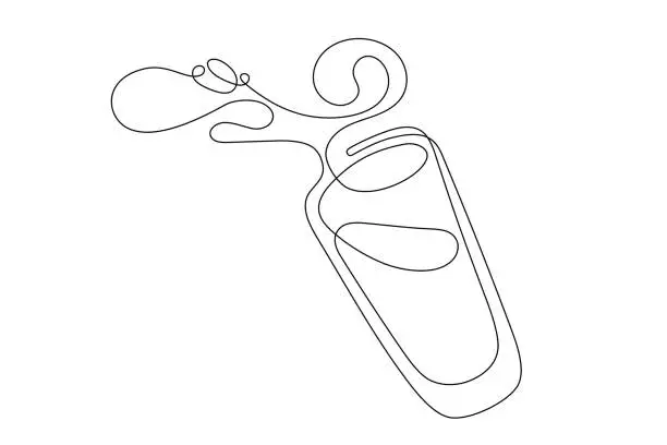 Vector illustration of Drop in glass of milk, stock illustration