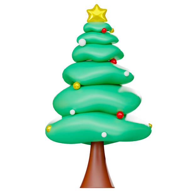 istock Christmas tree 3D rendering, Christmas festive elements for design 3D rendering. Holiday Decoration isolated on white  background. Clipping path 1857017117