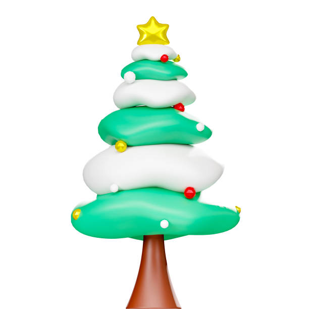istock Christmas tree 3D rendering, Christmas festive elements for design 3D rendering. Holiday Decoration isolated on white  background. Clipping path 1857017559