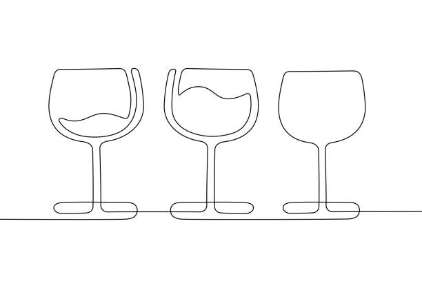 ilustraciones, imágenes clip art, dibujos animados e iconos de stock de ilustración, imágenes clip art, tres copas de vino, ilustración de stock - white wine white background isolated on white champagne flute