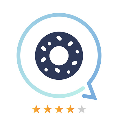 Donut rating and comment vector icon.