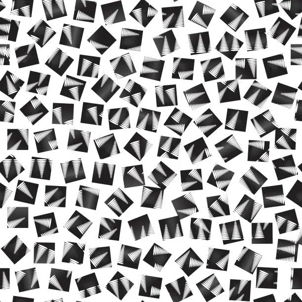 Vector illustration of Abstract modern monochrome pattern. Abstract trendy texture. Print with geometric shapes and striped lines. Artistic stylish vector template for seamless background design.
