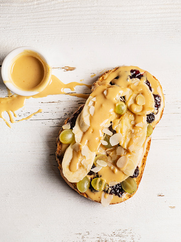 Bread, Nut - Food, Peanut Butter And Jelly Sandwich, Banana, Jam, Peanut butter, Grape, Marmalade, American Culture, Antioxidant, Antipasto, Appetizer, Food and drink