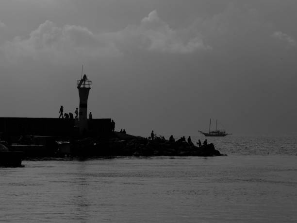 lighthouse, breakwater and beautiful sea view.