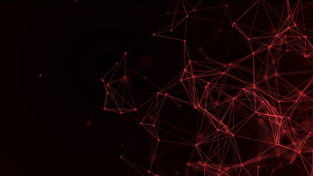 istock Red abstract space with connecting dots and lines. Dark background. 3D rendering. 1857087512