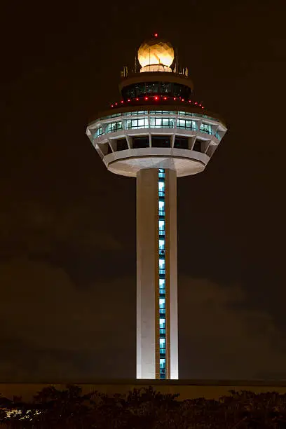 Changi Airport Traffic Controller Tower in Singapore at Night 2