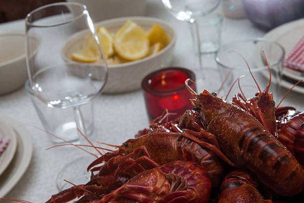 istock Tray of crayfish on a table 185710297