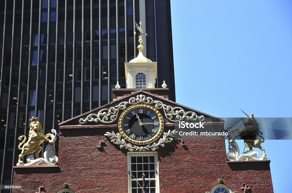 Boston, Massachusetts, EUA: Empena de Old State House - Royalty-free Ao Ar Livre Foto de stock