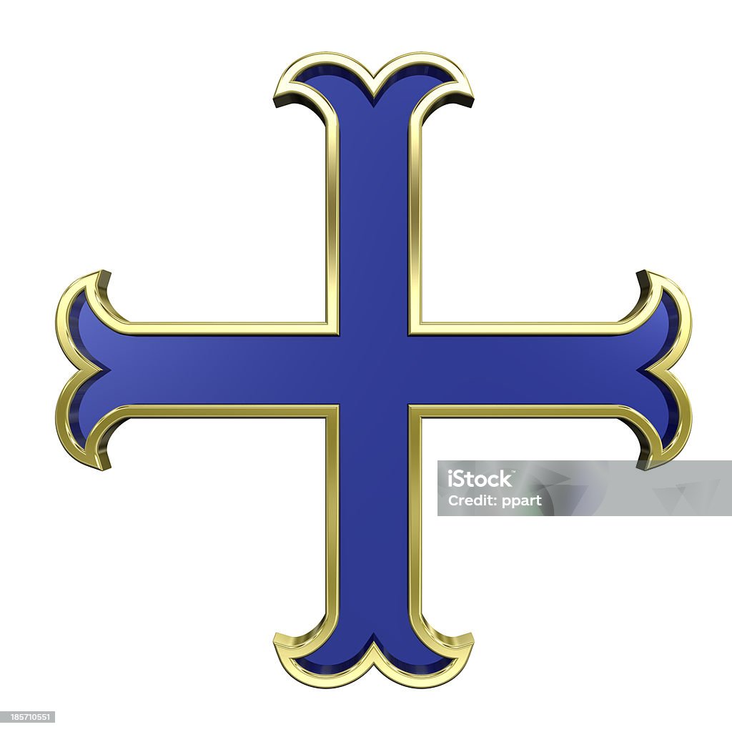 Azul con bastidor heraldic cruce de oro Aislado en blanco. - Foto de stock de Amarillo - Color libre de derechos