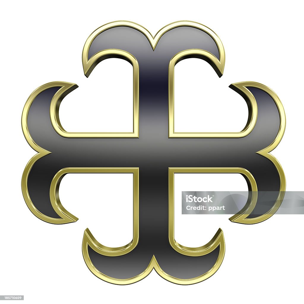 Preto com moldura dourada heraldic cross Isolado no branco. - Foto de stock de Amarelo royalty-free