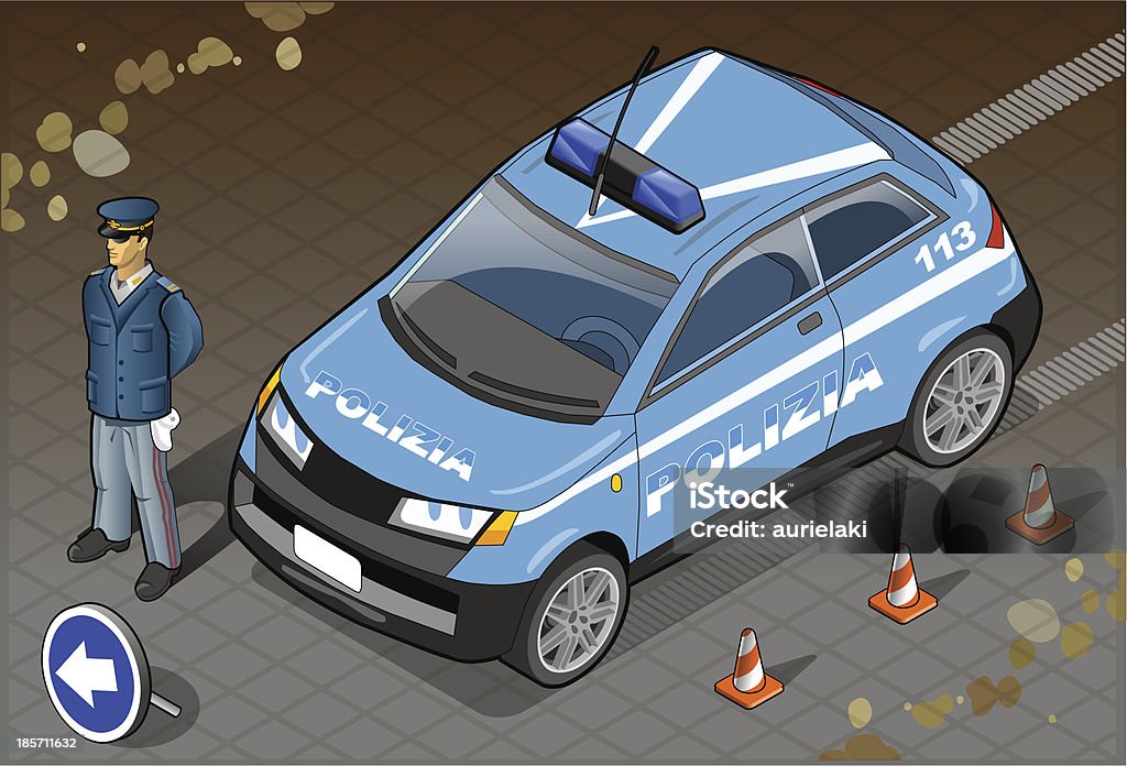 Isometric włoski Samochód policyjny - Grafika wektorowa royalty-free (Samochód)