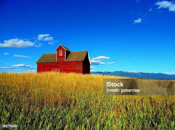 Red Barn Big Sky Stock Photo - Download Image Now - Montana - Western USA, Farm, Kalispell