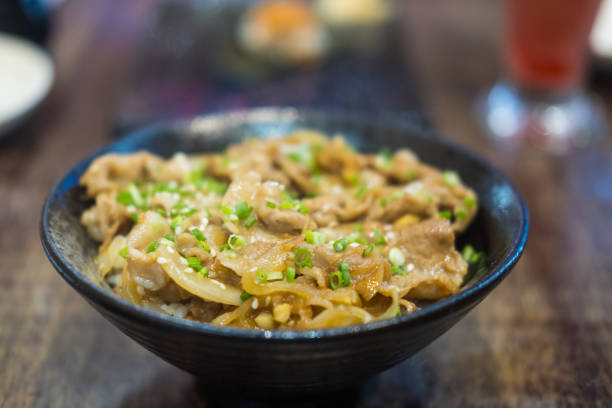 istock Delicious fried pork shabu top on rice 1857122753