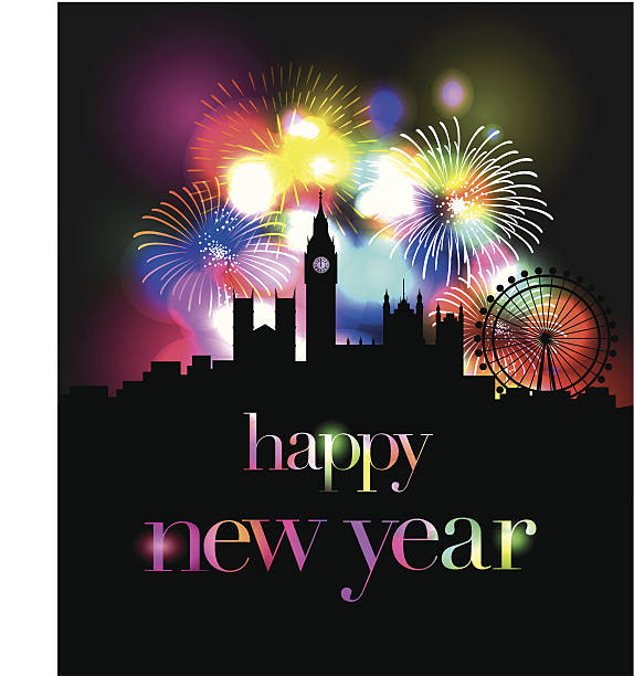 ilustrações de stock, clip art, desenhos animados e ícones de fogos de artifício de ano novo em londres - firework display pyrotechnics london england silhouette