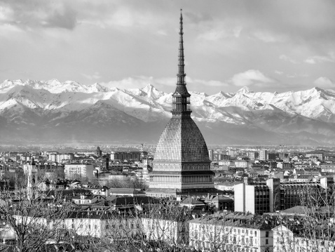 City of Turin (Torino) skyline panorama seen from the hill - high dynamic range HDR