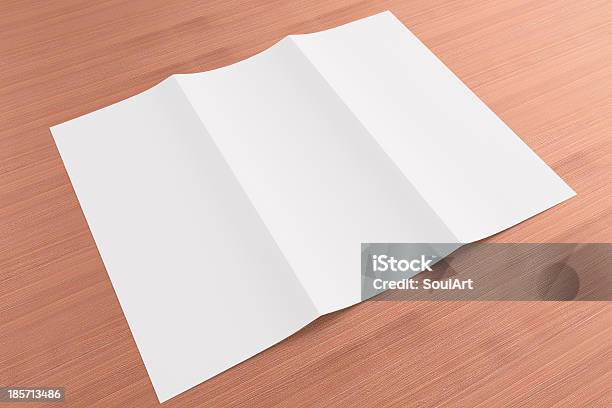 Blank Tri Fold Brochure On Wooden Background Stock Photo - Download Image Now - Blank, Brochure, Business