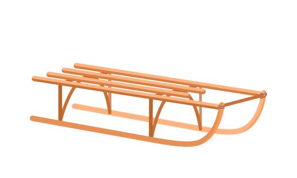 istock Classic wooden children's sled made of slats with runners. 1857143379