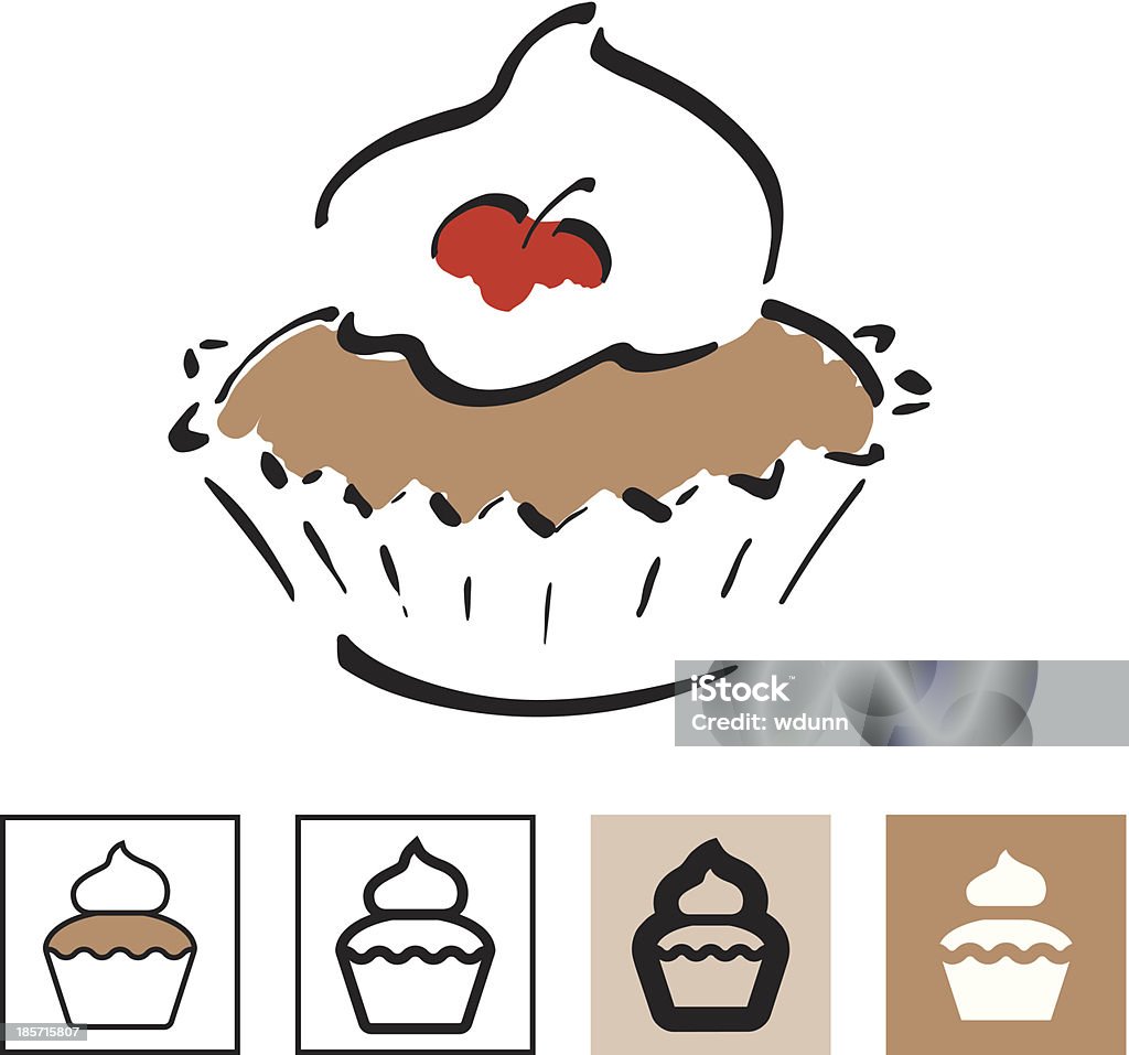 Cupcake Conjunto de ícones - Vetor de Arte Linear royalty-free