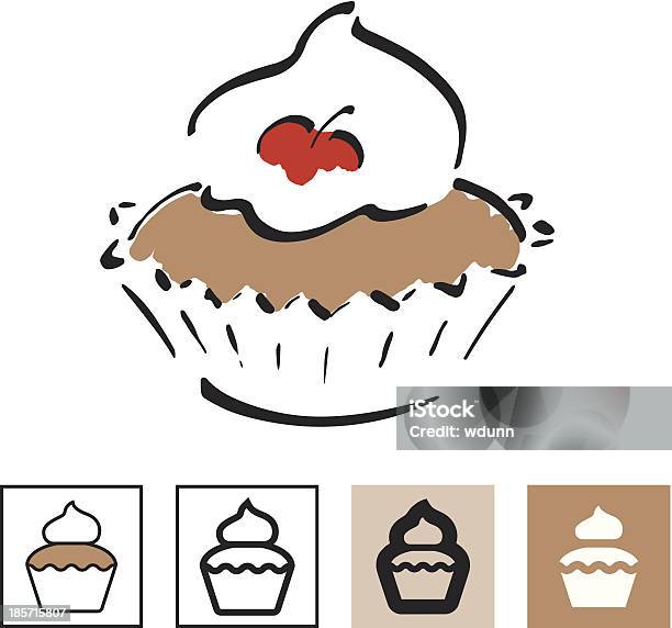 Vetores de Cupcake Conjunto De Ícones e mais imagens de Arte Linear - Arte Linear, Bolinho, Cereja