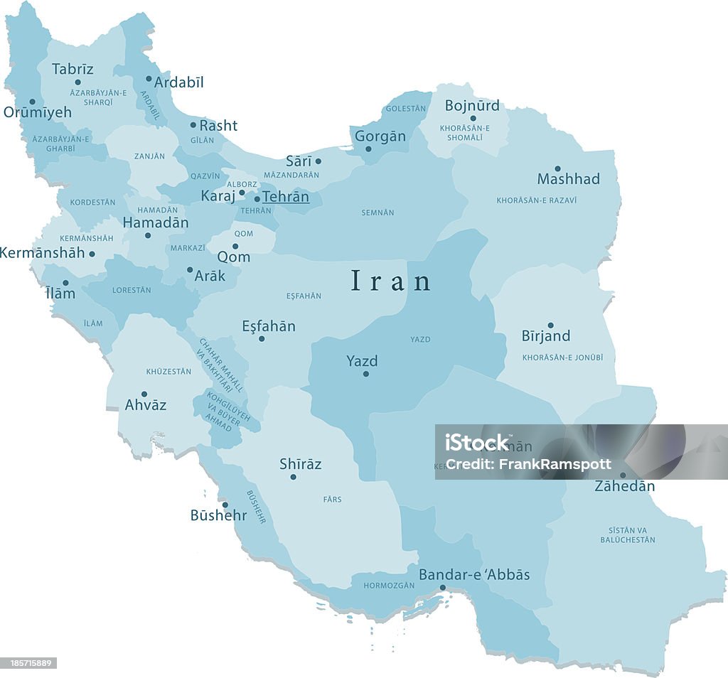 Irão vetor mapa de regiões isoladas - Royalty-free Mapa arte vetorial