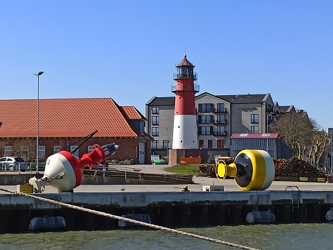 Lighthouse in Port buesum with Skyline