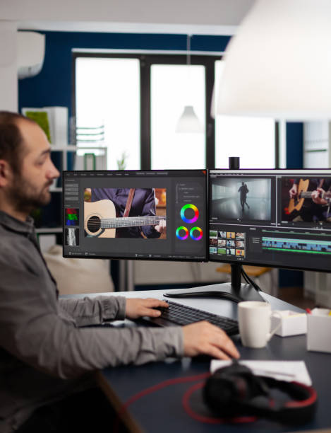 istock Manager production editing video project working in start up creative agency 1857166550