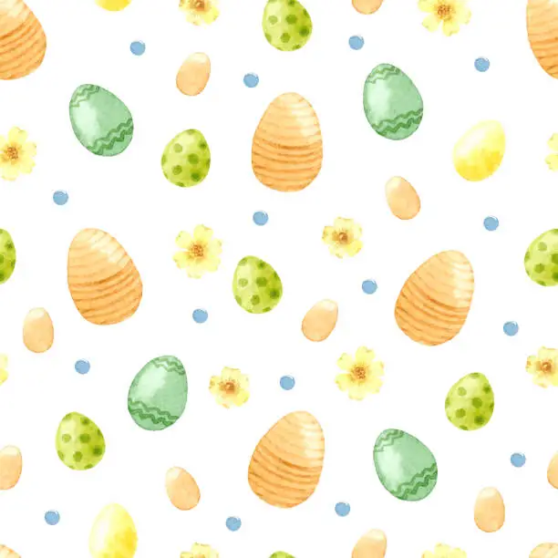 Vector illustration of Funny eggs watercolor Easter seamless pattern