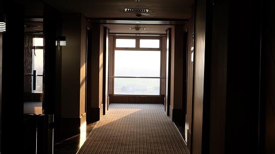 Hotel corridor in the morning