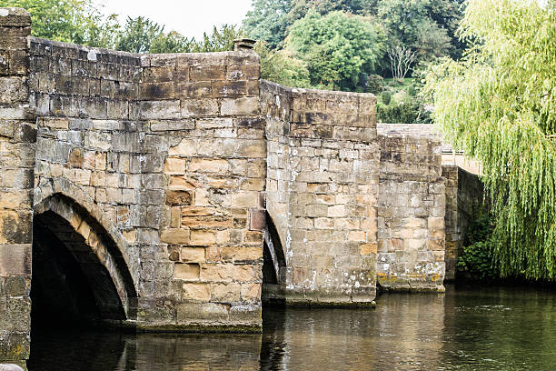 Small river bridge Picture of a beautiful small river bridge in Bakewell Derbyshire in the UK. A canadian goose can be seen as well. bakewell photos stock pictures, royalty-free photos & images