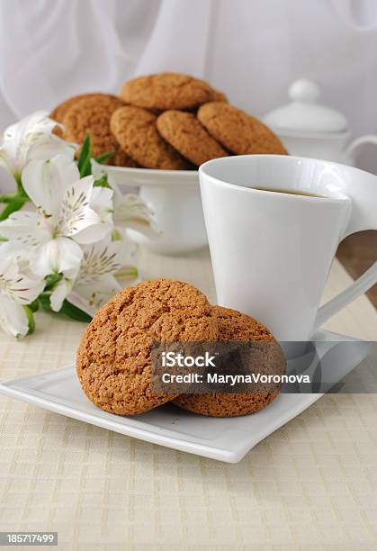 Cup Of Tea With Oatmeal Cookies Stock Photo - Download Image Now - Appetizer, Baked, Baking