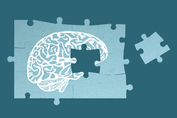istock Brain white jigsaw puzzle with copy space on background, missing piece of brain puzzle, intelligence quotient, mental health and problems with memory 1857182146