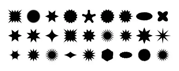 Vector illustration of Set of flat starburst labels. Design elements for promo advertising campaign. Vector illustration