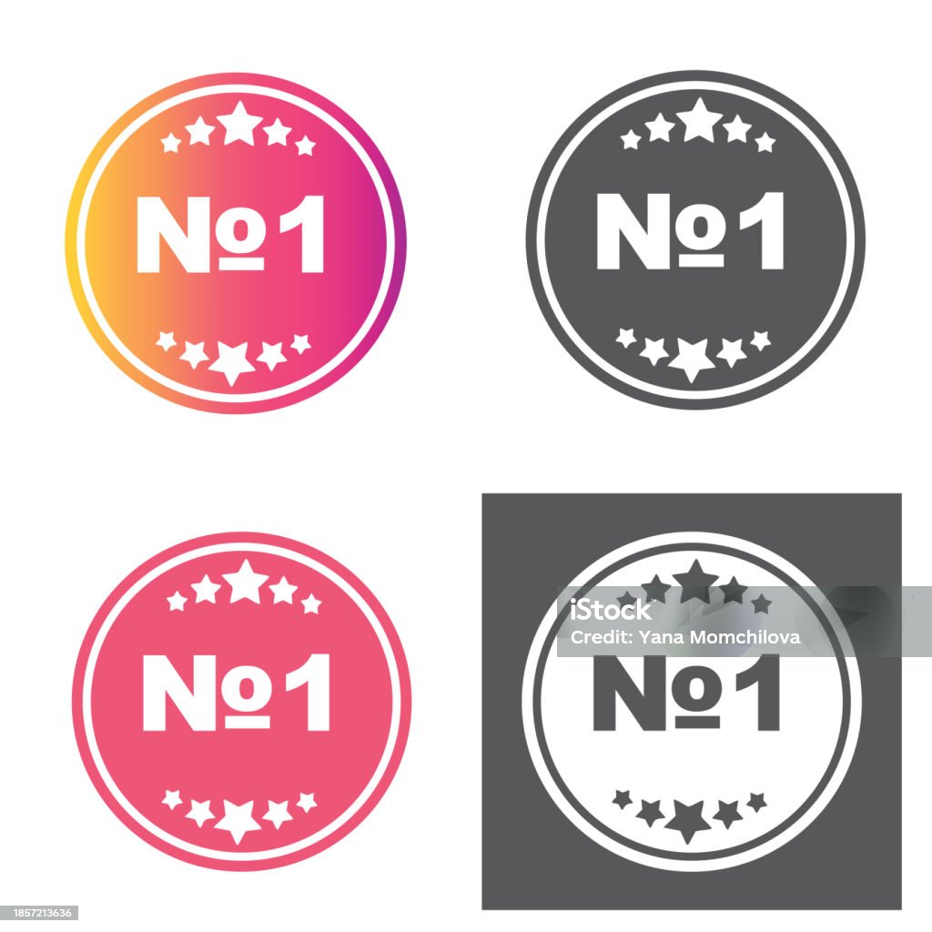 Number One Chain Sticker No 1 Sticker Label Vector In Gradient Color Stock Illustration ...