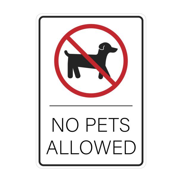 애완 동물의 격리 된 인쇄 가능한 디자인 스티커는 허용되지 않습니다, 애완 동물 허용, 동물은 빨간색 원에 줄이 그어진 표지판에 들어가지 않습니다. - tracing red pets dog stock illustrations