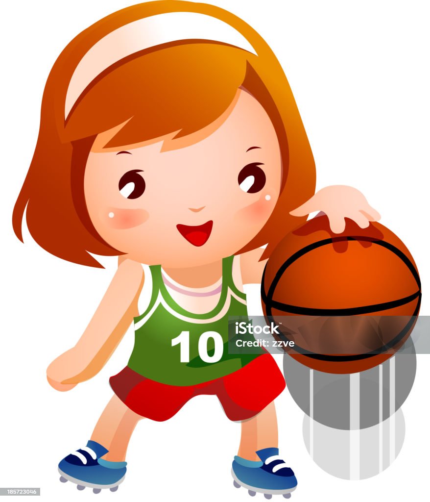 Girl bouncing basketball Activity stock vector