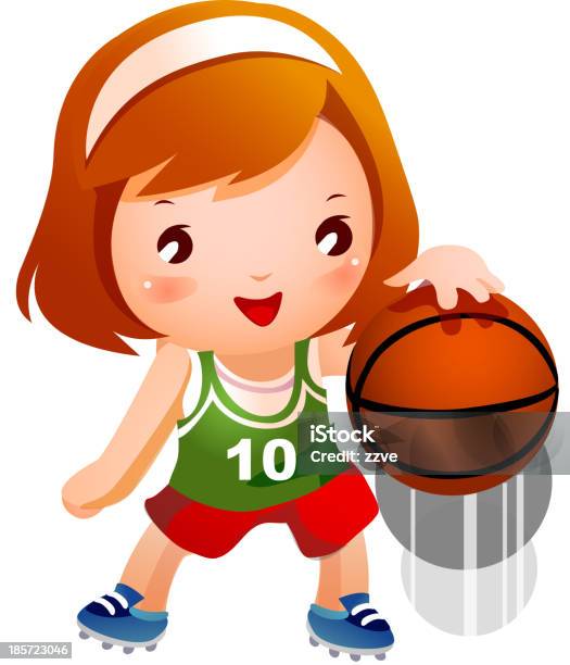 Girl Bouncing Basketball Stock Illustration - Download Image Now - Activity, Child, Childhood