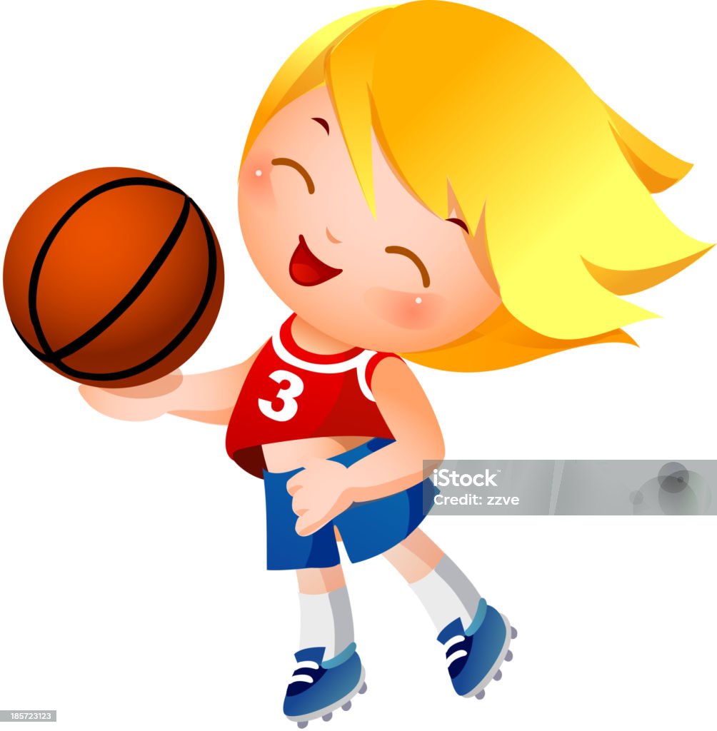 Fille tenant Joueur de basketball - clipart vectoriel de Activité libre de droits