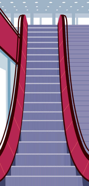 rolltreppe - escalator staircase steps moving up stock-grafiken, -clipart, -cartoons und -symbole