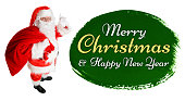 Santa with Christmas and New Year greeting