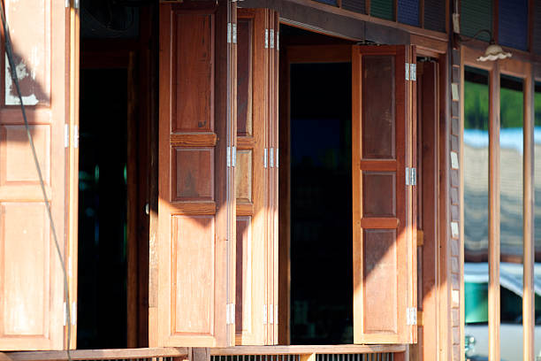 istock Wooden Folded Doors in Old Town Warinchamrab 185723479