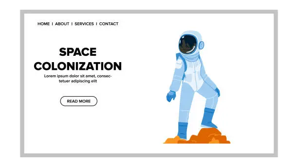 Vector illustration of astronaut space colonization vector