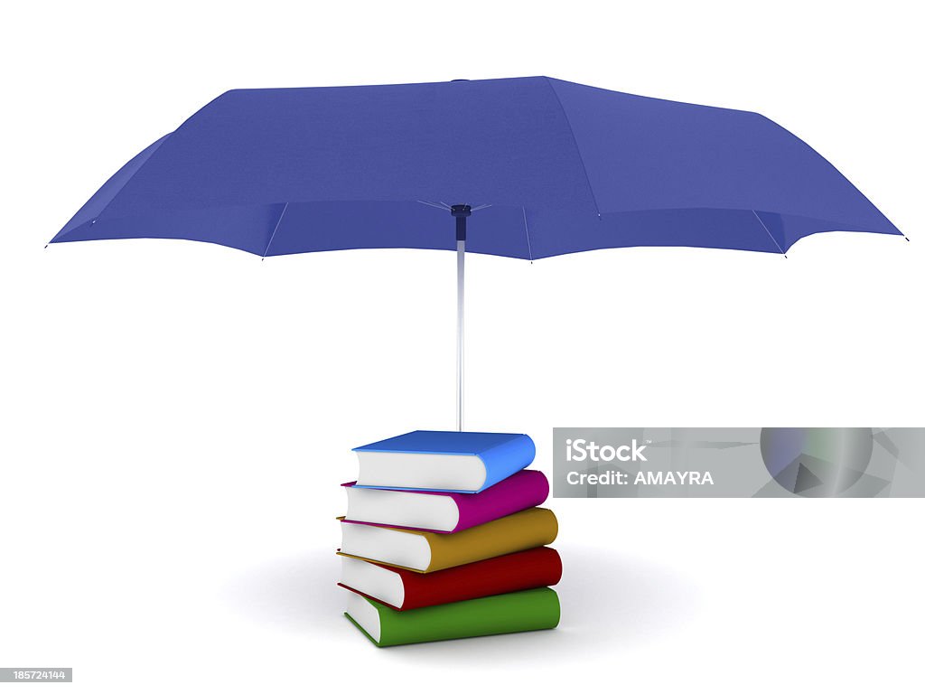 3 d livros com Guarda-chuva - Royalty-free Aprender Foto de stock