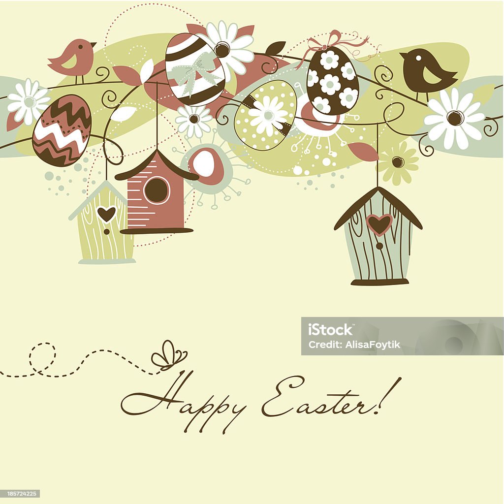 Beautiful Spring background Beautiful Spring background with bird houses, birds, eggs and flowers Abstract stock vector