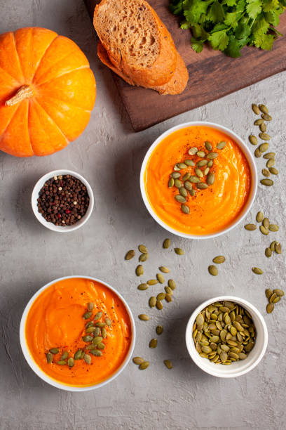 istock Pumpkin soup with seeds and spices 1857246289